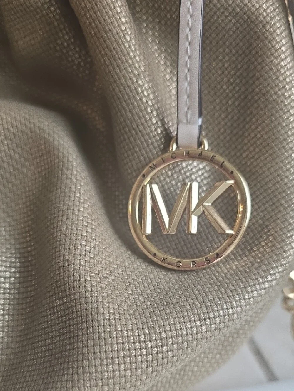 Michael Kors Metallic Gold Shoulder Hobo with White Braided Handles